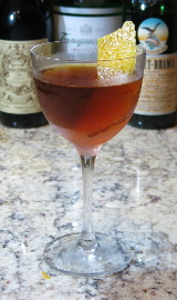 Hanky Panky cocktail with an orange twist garnish