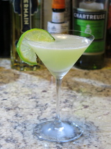 Lumiere cocktail in a martini glass